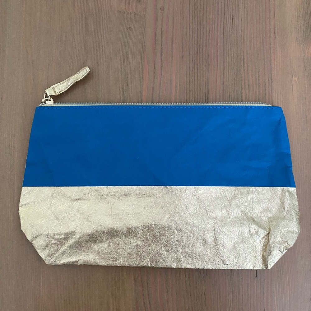 Colour-blocked paper zipper-pouch